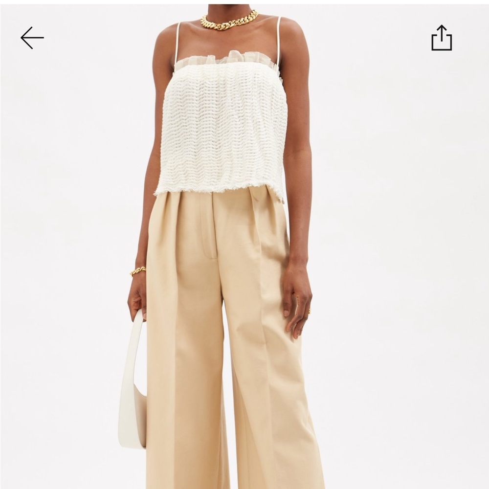 Khaite Ivory Crinkled Susanna Top